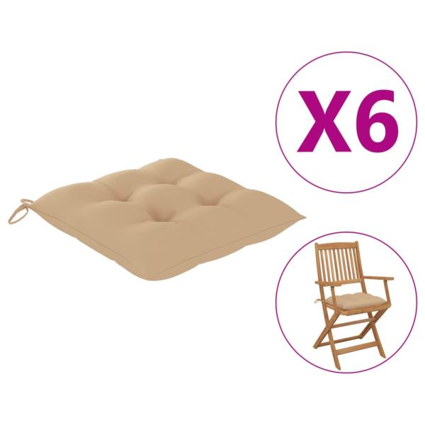 Stuhlkissen 6 Stk. Beige 40x40x7 cm Oxford-Gewebe