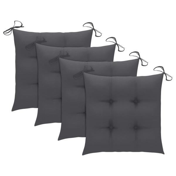 Gartenstühle mit Kissen 4 Stk. Grau Massivholz Akazie