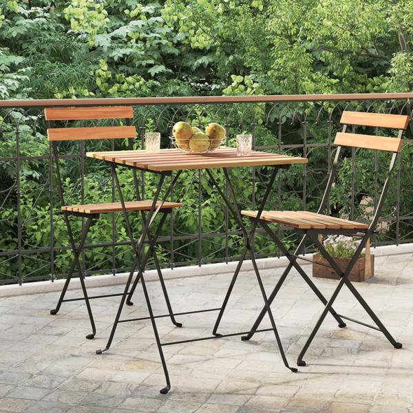 ARDEBO.de - Bistrotisch Klappbar 55x54x71 cm Massivholz Teak und Stahl