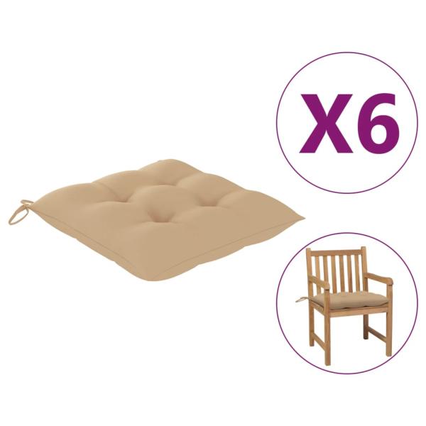 Stuhlkissen 6 Stk. Beige 50x50x7 cm Oxford-Gewebe