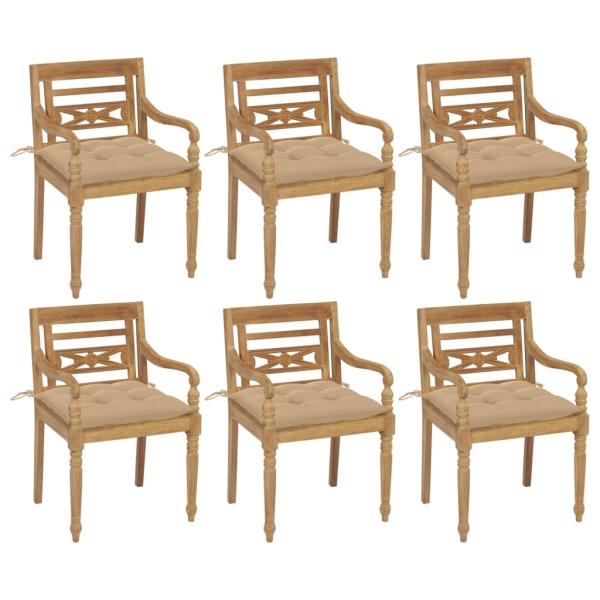 ARDEBO.de - Batavia-Stühle mit Kissen 6 Stk. Massivholz Teak