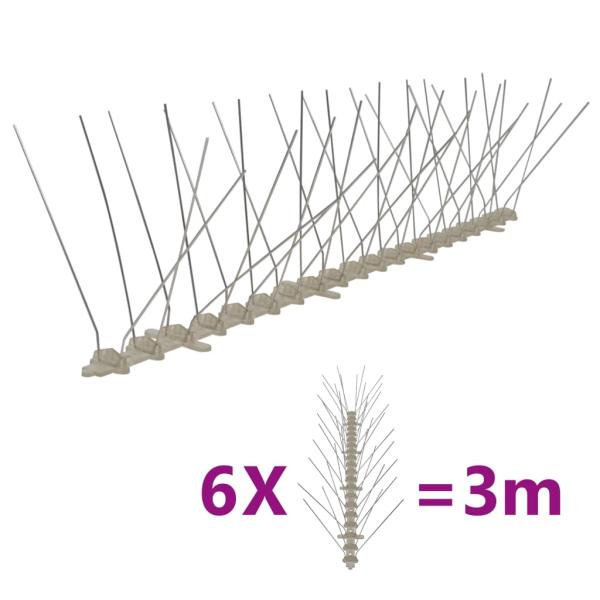 ARDEBO.de - 6-tlg. Vogelabwehr-Spikes-Set 3 m Kunststoff 4-reihig