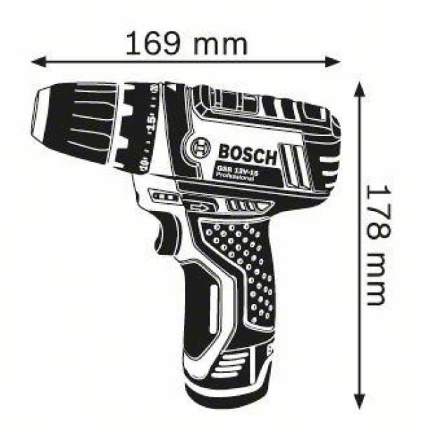 Bosch GSR 12V-15 Professional Akku-Bohrschrauber (0601868101), 12 V, Sologerät