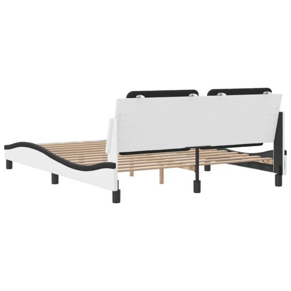 Bettgestell mit Kopfteil Weiß und Schwarz 160x200 cm Kunstleder