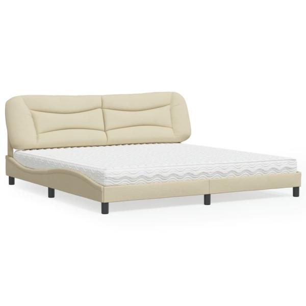 ARDEBO.de - Bett mit Matratze Creme 200x200 cm Stoff