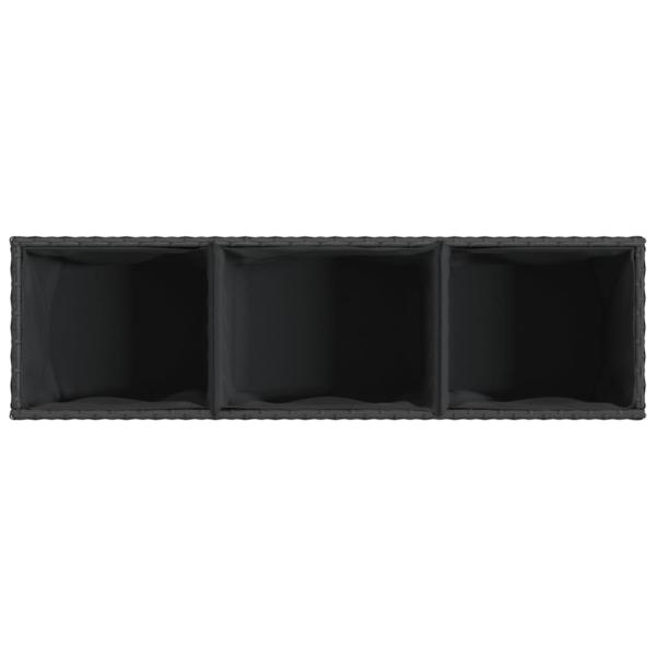 Hochbeet mit Rollen & 3 Fächern Schwarz 107x32x38cm Poly Rattan