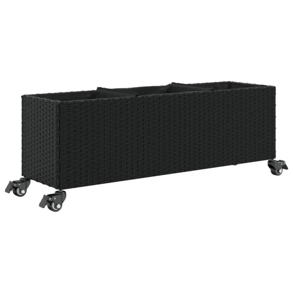 Pflanzkübel mit Rollen 2 Stk. Schwarz 107x32x38 cm Poly Rattan