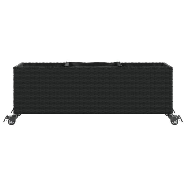 Pflanzkübel mit Rollen 2 Stk. Schwarz 107x32x38 cm Poly Rattan