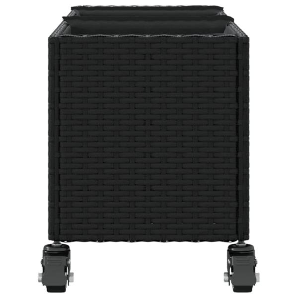 Pflanzkübel mit Rollen 2 Stk. Schwarz 107x32x38 cm Poly Rattan