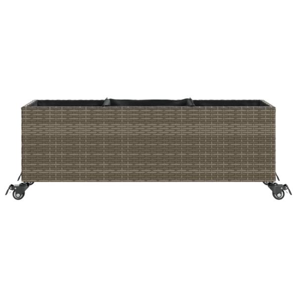 Pflanzkübel mit Rollen 2 Stk. Grau 107x32x38 cm Poly Rattan