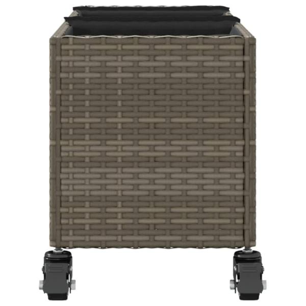 Pflanzkübel mit Rollen 2 Stk. Grau 107x32x38 cm Poly Rattan