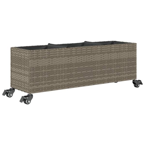 Pflanzkübel mit Rollen 2 Stk. Grau 107x32x38 cm Poly Rattan