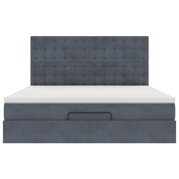 Ottoman-Bett mit Matratzen Dunkelgrau 160x200 cm Samt