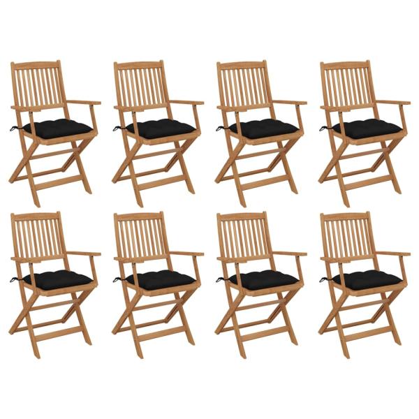 ARDEBO.de - Klappbare Gartenstühle mit Kissen 8 Stk. Massivholz Akazie