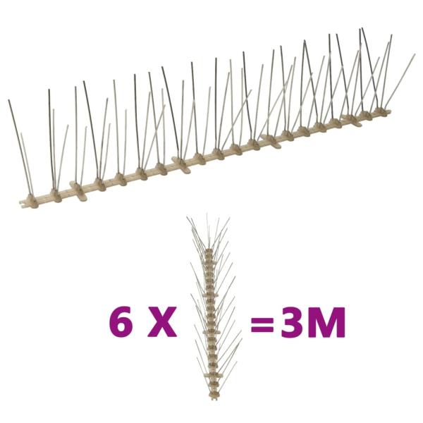 ARDEBO.de - 6-tlg. Vogelabwehr-Spikes-Set 3 m Kunststoff 5-reihig