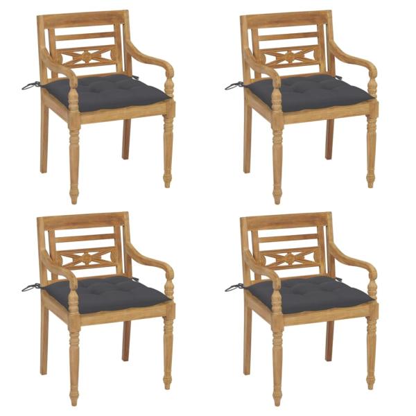 ARDEBO.de - Batavia-Stühle mit Kissen 4 Stk. Massivholz Teak