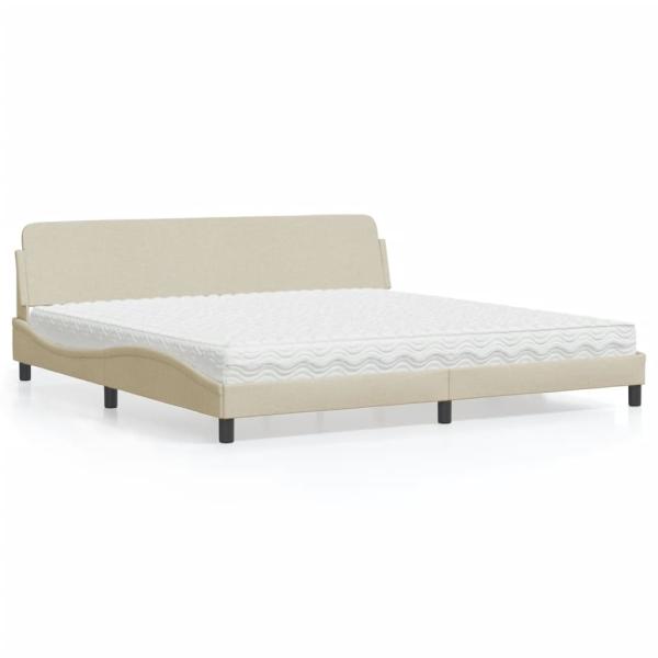 ARDEBO.de - Bett mit Matratze Creme 200x200 cm Stoff