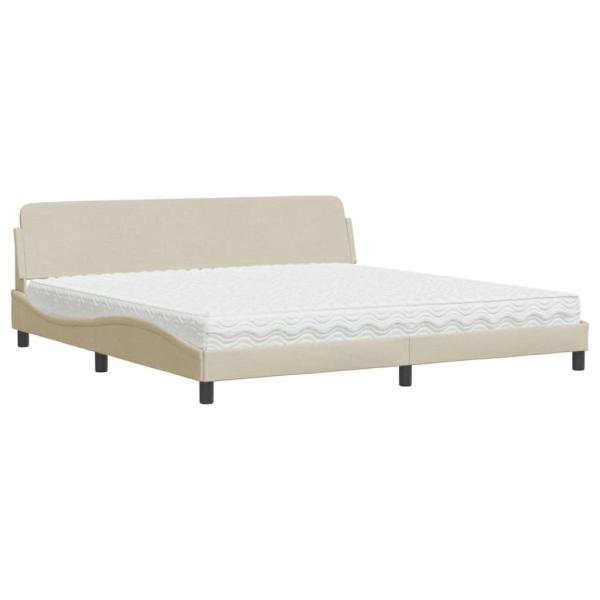 Bett mit Matratze Creme 200x200 cm Stoff