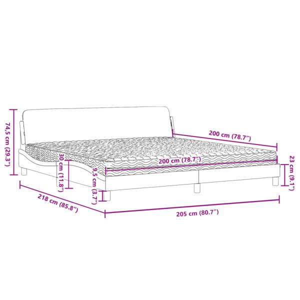 Bett mit Matratze Creme 200x200 cm Stoff