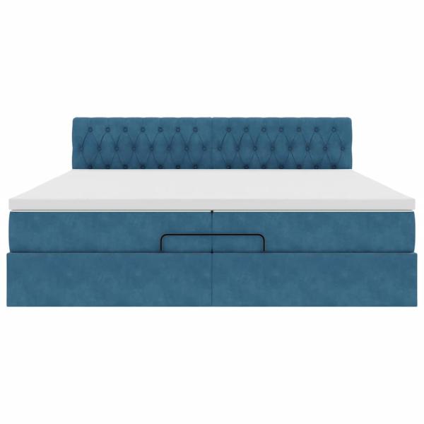 Ottoman-Bett mit Matratzen & LED Dunkelblau 200x200 cm Samt