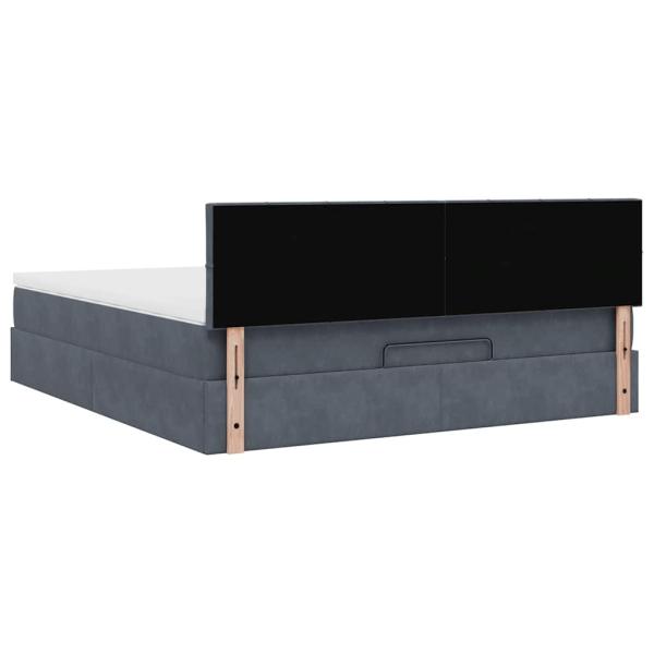 Ottoman-Bett mit Matratze & LEDs Dunkelgrau 160x200 cm Samt