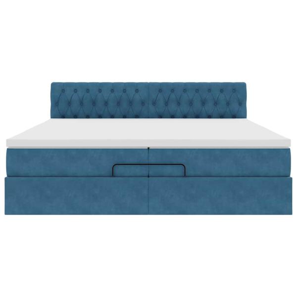 Ottoman-Bett mit Matratze Dunkelblau 200x200 cm Samt