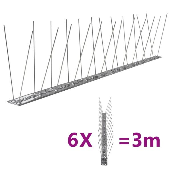 ARDEBO.de - 6-tlg. Taubenabwehr Spikes-Set Edelstahl 3 m 2-reihig
