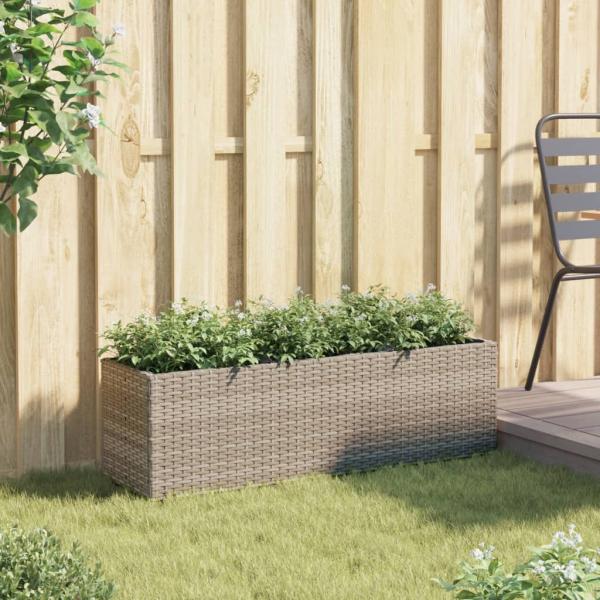 Hochbeet mit 3 Fächern Grau 105x30x32 cm Poly Rattan