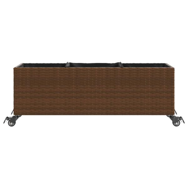 Pflanzkübel mit Rollen 2 Stk. Braun 107x32x38 cm Poly Rattan