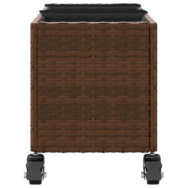 Pflanzkübel mit Rollen 2 Stk. Braun 107x32x38 cm Poly Rattan