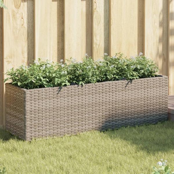ARDEBO.de - Pflanzkübel mit 3 Töpfen 2 Stk. Grau 105x30x32 cm Poly Rattan