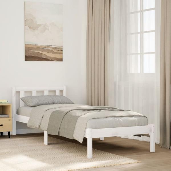 ARDEBO.de - Massivholzbett Extra Lang ohne Matratze Weiß 100x220 Kieferholz