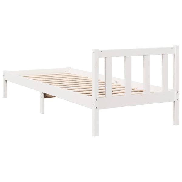 Massivholzbett Extra Lang ohne Matratze Weiß 100x220 Kieferholz