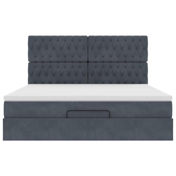 Ottoman-Bett mit Matratzen Dunkelgrau 160x200 cm Samt