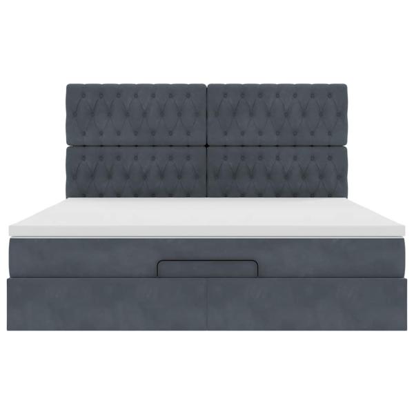 Ottoman-Bett mit Matratzen & LEDs Dunkelgrau 160x200 cm Samt
