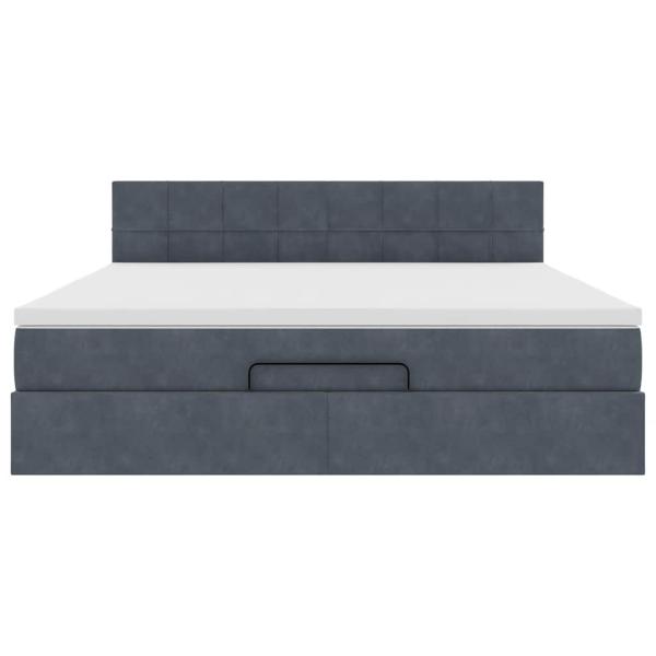 Ottoman-Bett mit Matratze Dunkelgrau 160x200 cm Samt