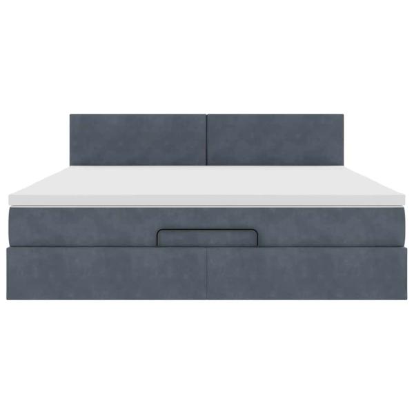 Ottoman-Bett mit Matratze Dunkelgrau 160x200 cm Samt