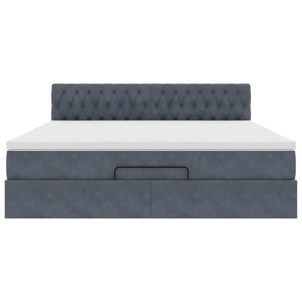 Ottoman-Bett mit Matratze Dunkelgrau 160x200 cm Samt