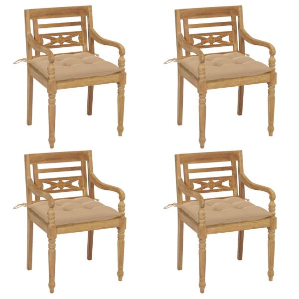 ARDEBO.de - Batavia-Stühle mit Kissen 4 Stk. Massivholz Teak