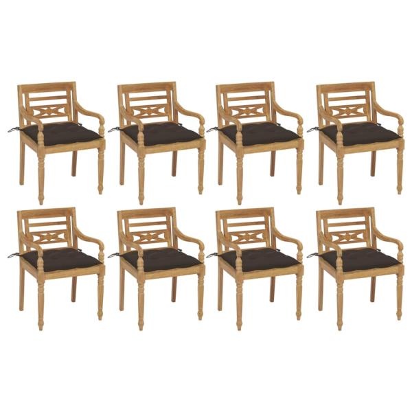 ARDEBO.de - Batavia-Stühle mit Kissen 8 Stk. Massivholz Teak
