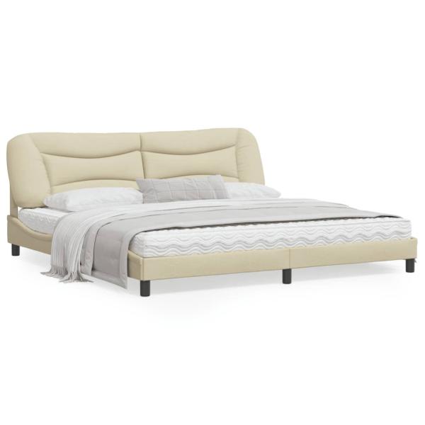 ARDEBO.de - Bettgestell ohne Matratze Creme 200x200 cm Stoff