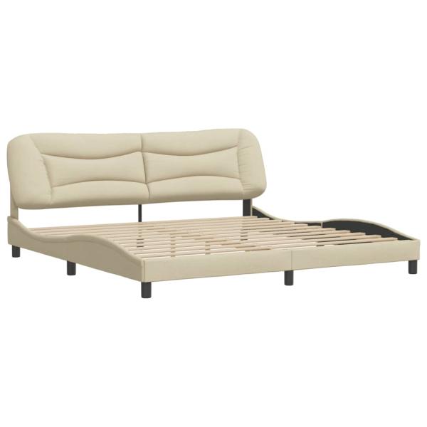 Bettgestell ohne Matratze Creme 200x200 cm Stoff