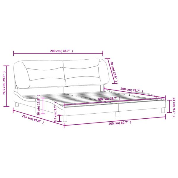 Bettgestell ohne Matratze Creme 200x200 cm Stoff