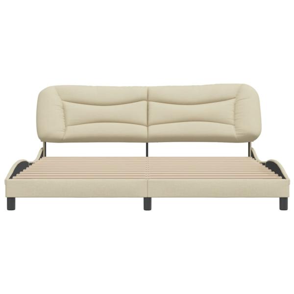 Bettgestell ohne Matratze Creme 200x200 cm Stoff