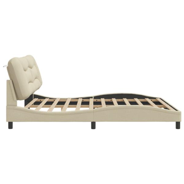 Bettgestell ohne Matratze Creme 200x200 cm Stoff
