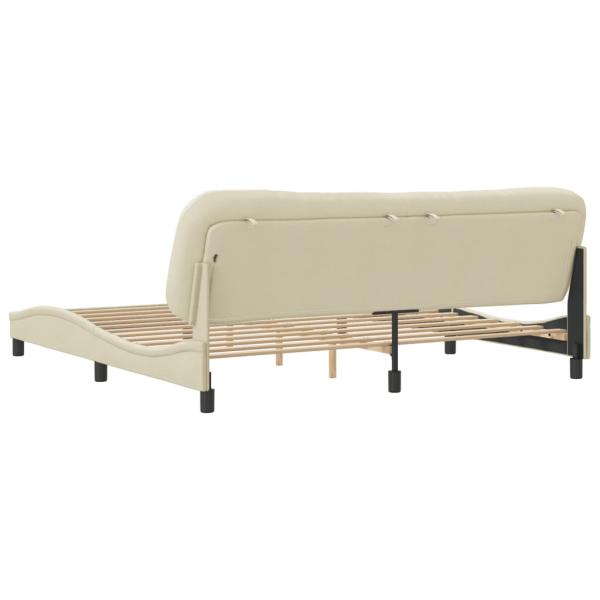 Bettgestell ohne Matratze Creme 200x200 cm Stoff