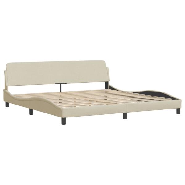 Bettgestell ohne Matratze Creme 200x200 cm Stoff