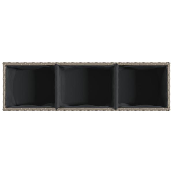 Pflanzkübel mit Rollen 3 Töpfe Grau 107x32x38 cm Poly-Rattan