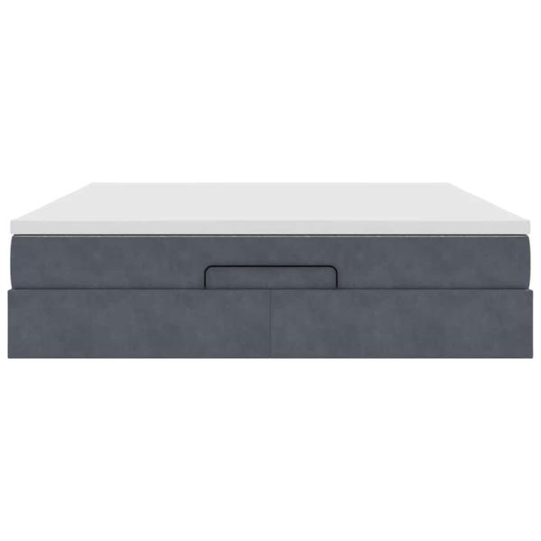 Ottoman-Bett mit Matratze Dunkelgrau 160x200 cm Samt