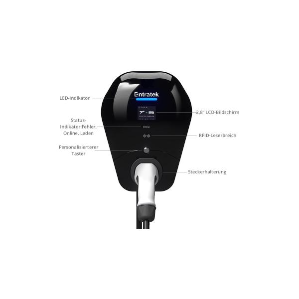Entratek Wallbox Power Dot Fix - 22kW mit 7m Kabel mit RFID & APP